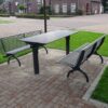 Picknickset model Rest 86 Picknickset staal gecoat. Model Rest. Hier afgebeeld mer 2 parkbanken met rugleuning.